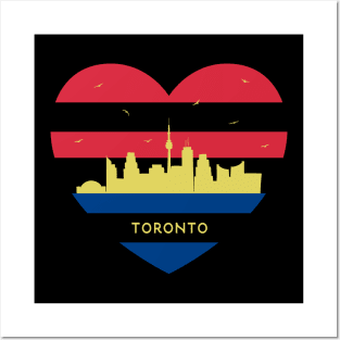 Canada Skyline cityscape Heart Shape Birds Flying Toronto Posters and Art